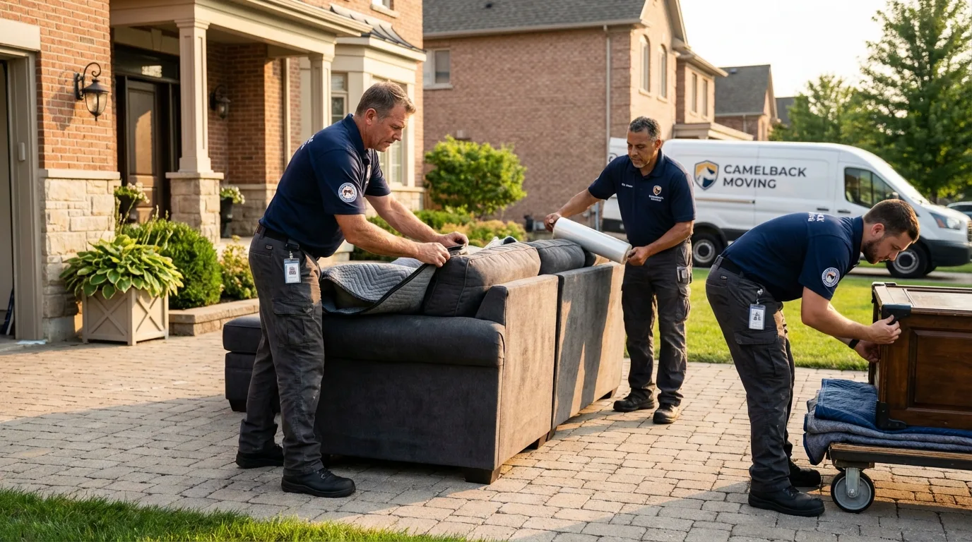 Large estate moving crew wrapping furniture in Glenville, WV